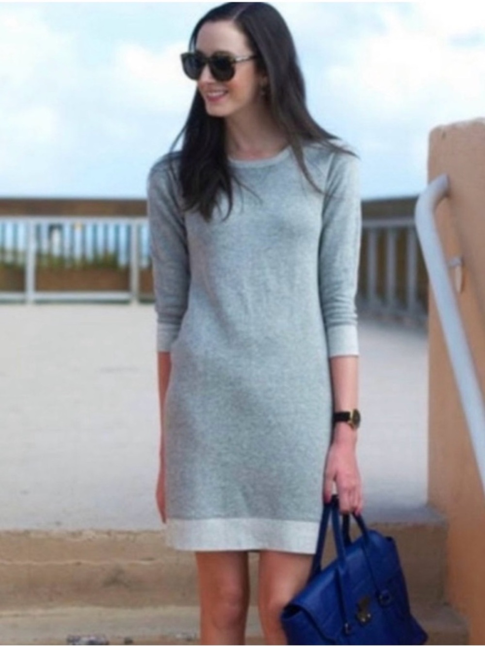 Women's Gray Knit Shift Dress